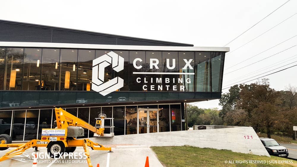 Crux Climbing Center Austin Texas Vinyl Letter Sign