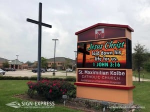 St-Maximilian-Kolbe-Catholic-Church-LED-Church-Sign-Houston-TX