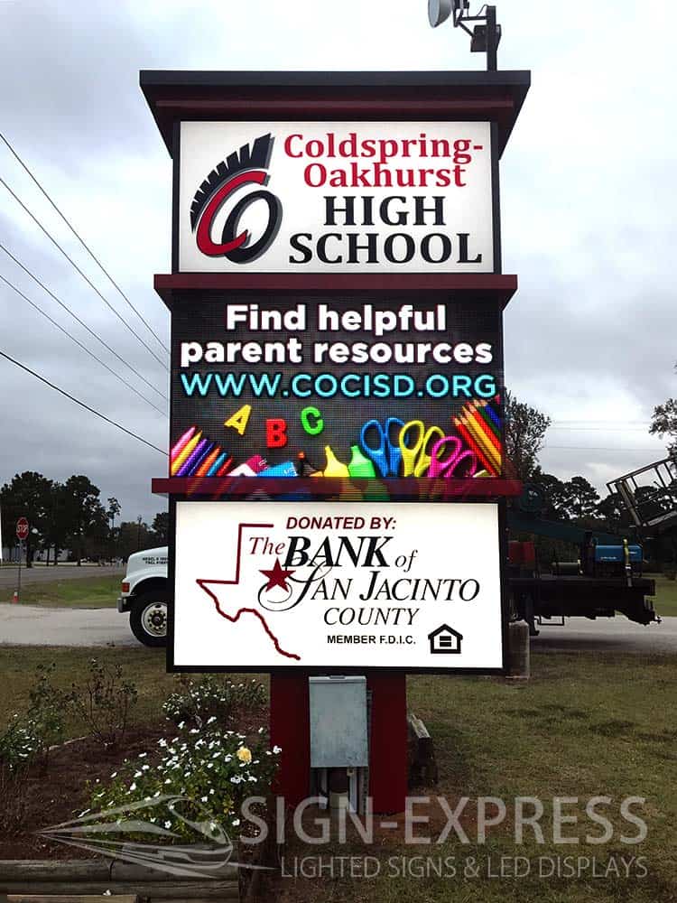 Coldspring ISD - School LED Sign - After Photo