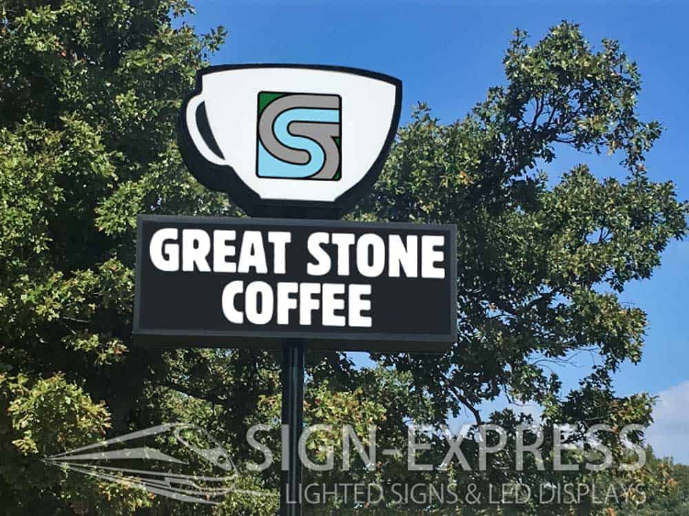 Great Stone Coffee Business Sign Installation by Sign-Express