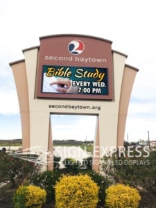 Second Baptist Church LED Sign of Baytown, TX Installation by Sign-Express