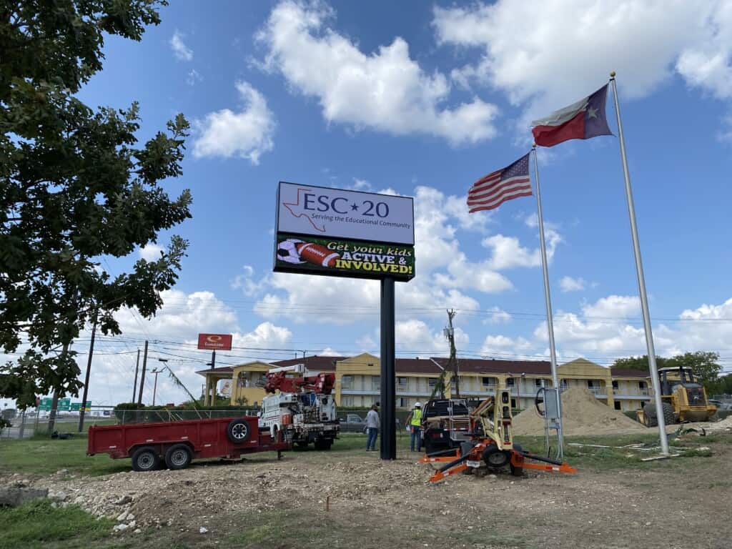 Region 20 Center Sign Pylon with LED Display - San Antonio, TX