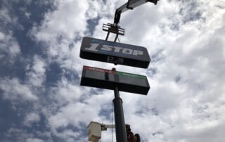 Permian 1 Stop Gas Station LED Sign Install - Final Stage Lift