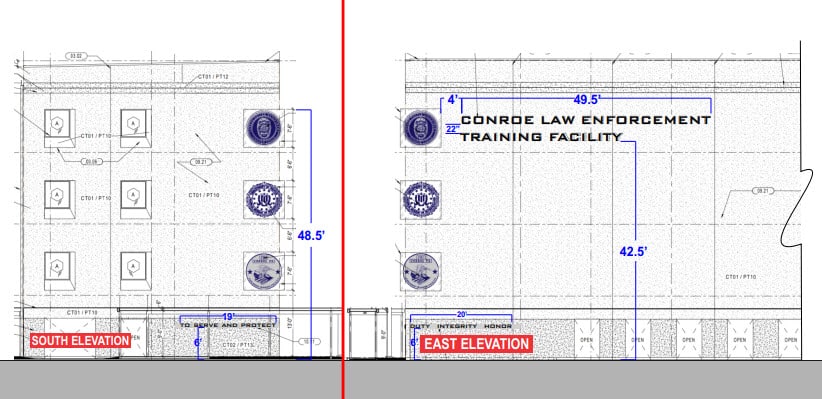 Conroe Law Enforcement Training Facility Municipal Building Signs Architectural Drawing