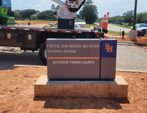 Sports ground signage SHSU Tennis Facility